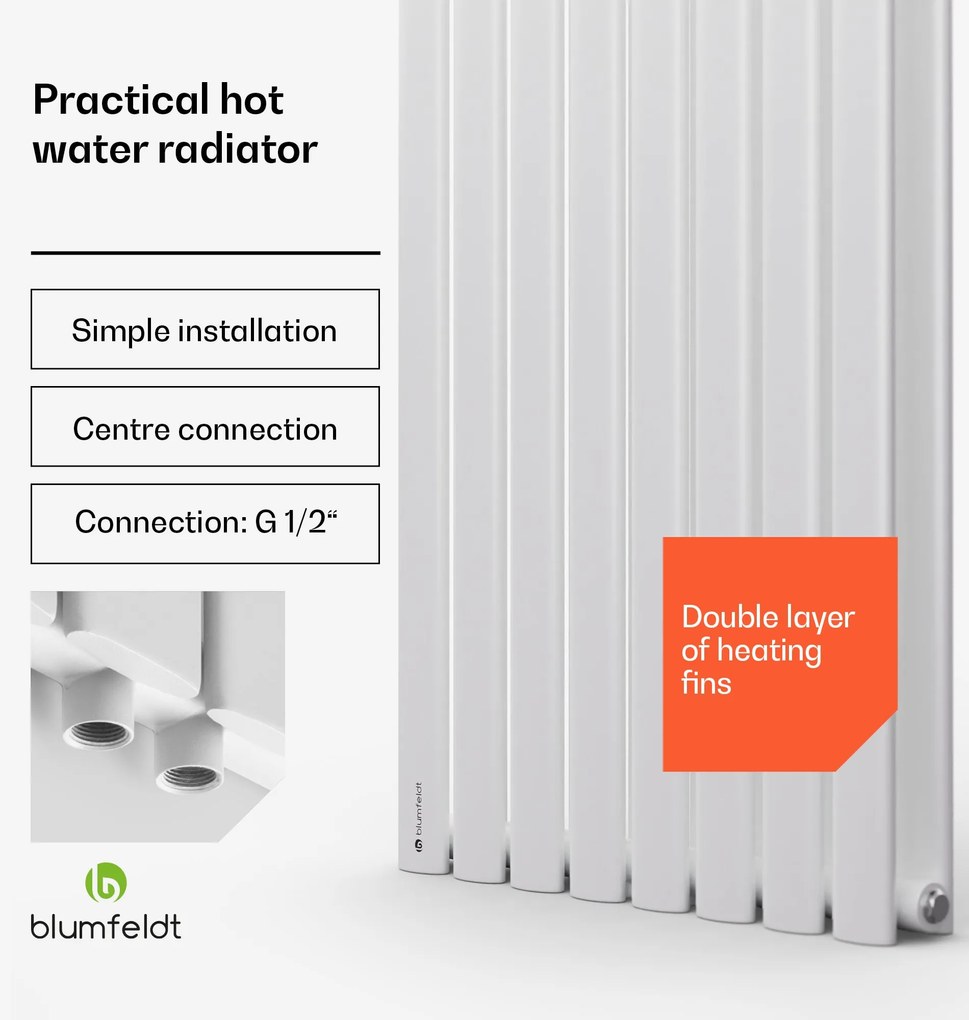 Blumfeldt Tallheo, 47 x 160, radiátor, kúpeľňový radiátor, rúrkový radiátor, 1472 W, teplovodný, 1/2