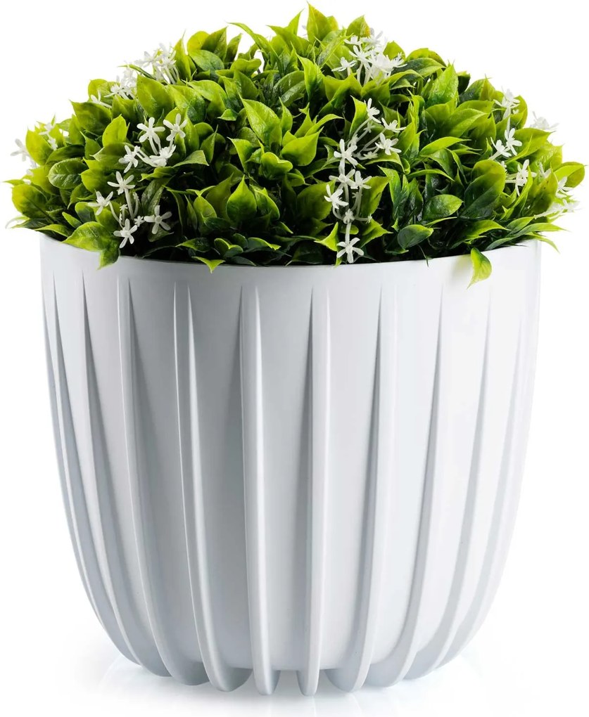 Květináč STRIPPED 23,8x20,9 cm bílý