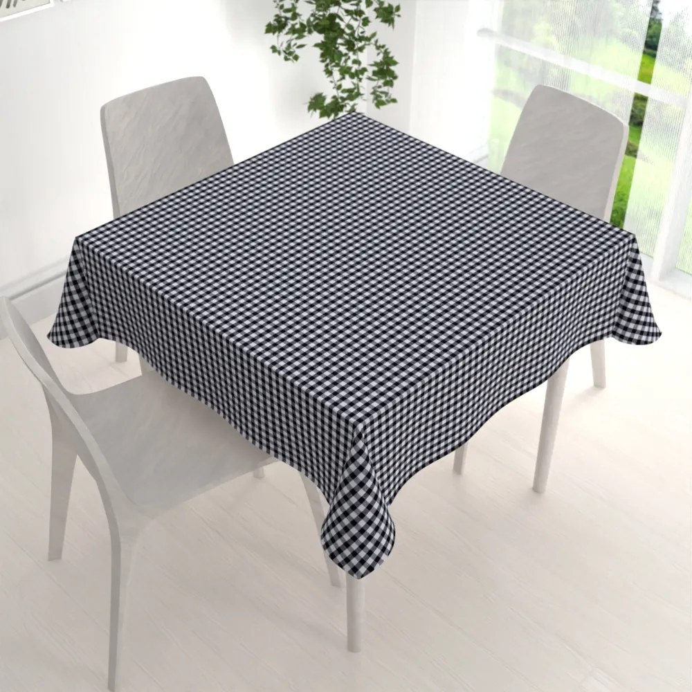 Biante Bavlnený štvorcový obrus Olivia OL-015 Čierno-biela kocka malá 90x90 cm