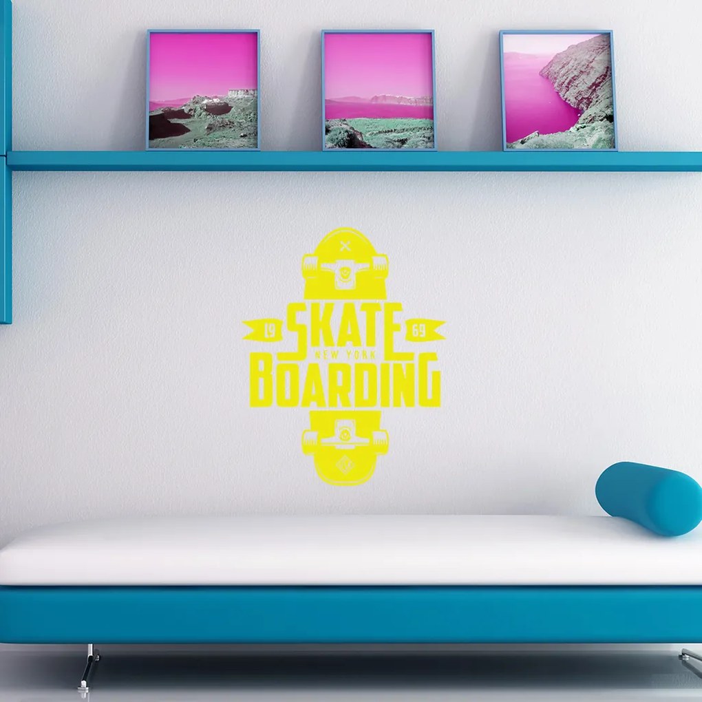 Veselá Stena Samolepka Skateboarding Farba: žlutá, Veľkosť: 100 x 79 cm