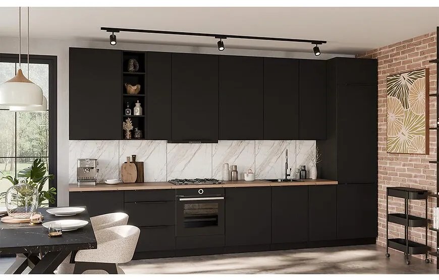 Kuchynská linka Aria BL/BL 390 cm bez kuchynskej dosky