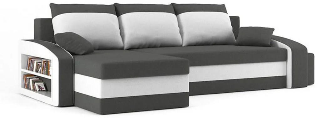 Rohová rozkladacia sedačka LINT 2, 255x75x140, haiti 17/haiti 0, ľavá