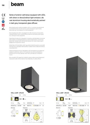 Redo 9907 - LED Vonkajšie nástenné svietidlo BEAM LED/5W/230V IP54