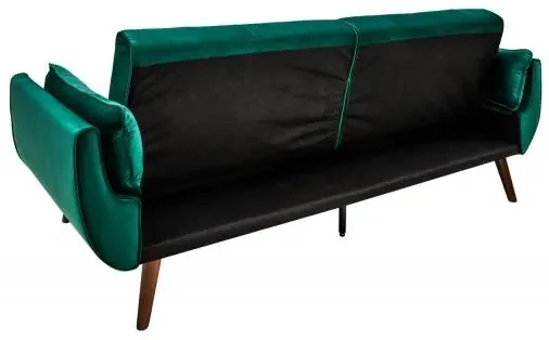 Invicta Interior - Retro rozkladacia pohovka DIVANI 215 cm smaragdovo zelená, zamat, 3-miestna