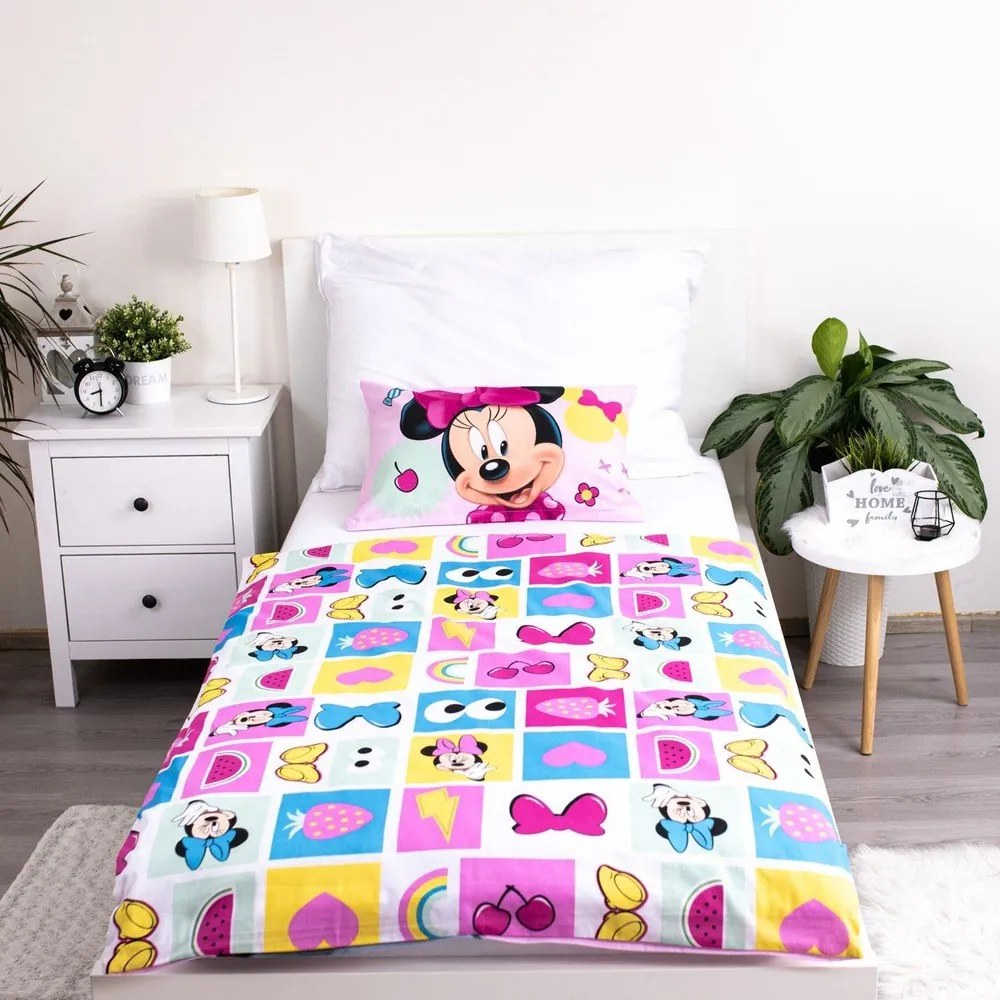Ružové bavlnené detské obliečky do postieľky 100x135 cm Minnie "Sweet" – Jerry Fabrics