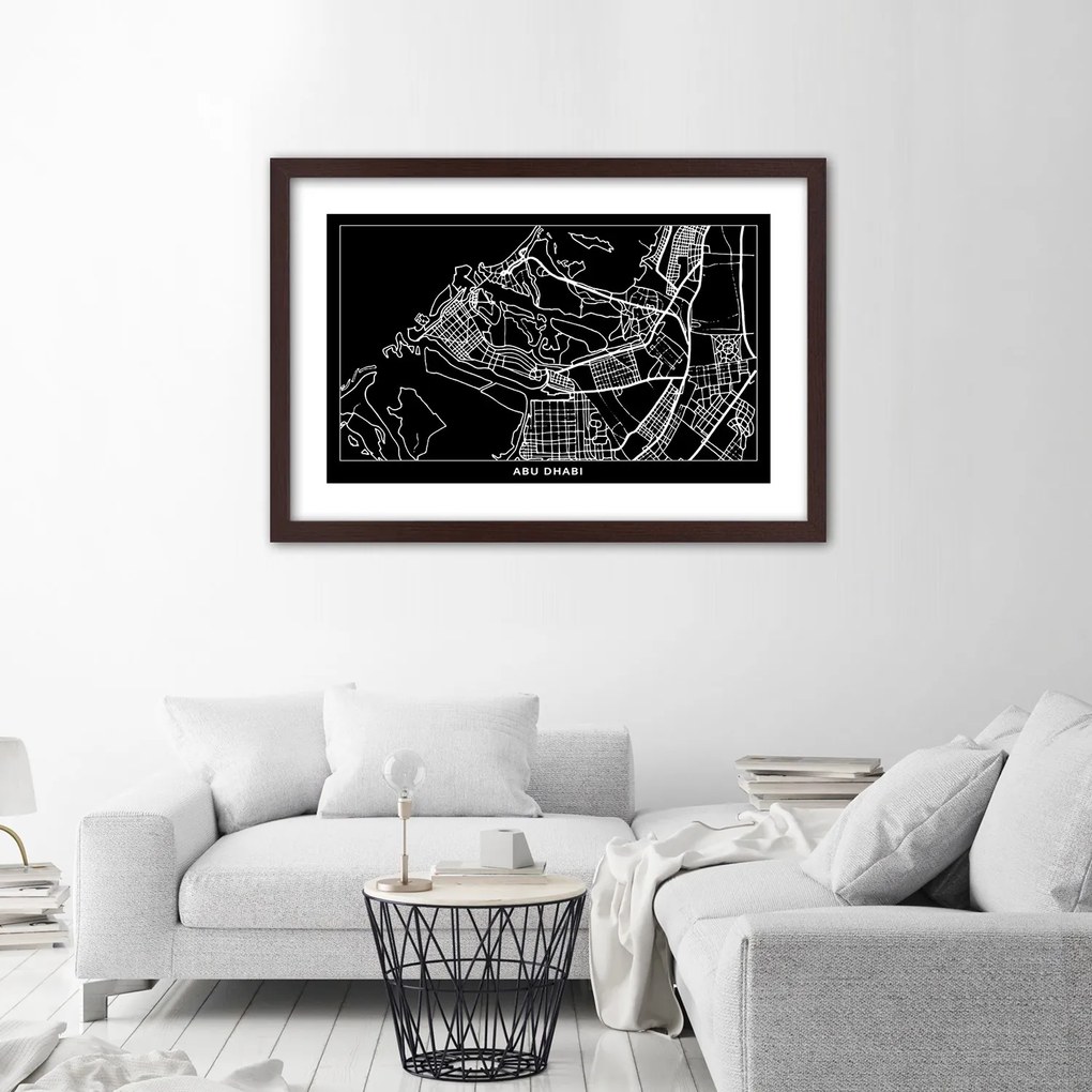 Gario Plagát City plan Abu Dhabi Farba rámu: Bez rámu, Rozmery: 100 x 70 cm