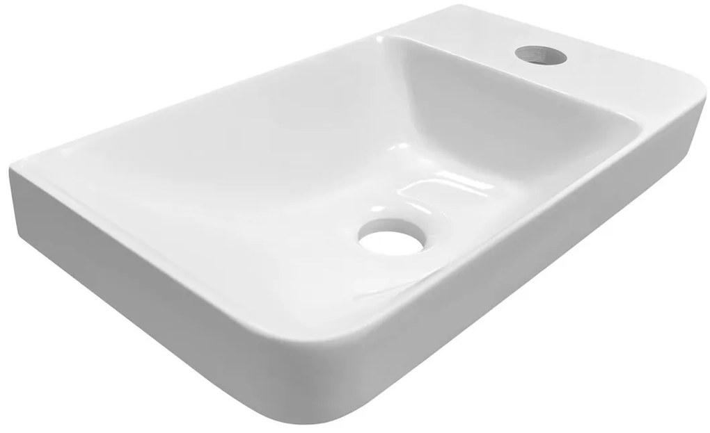 Sapho Sapho, ZORBA umývátko 40x22cm, liatý mramor, batéria vpravo, biela, ZB402