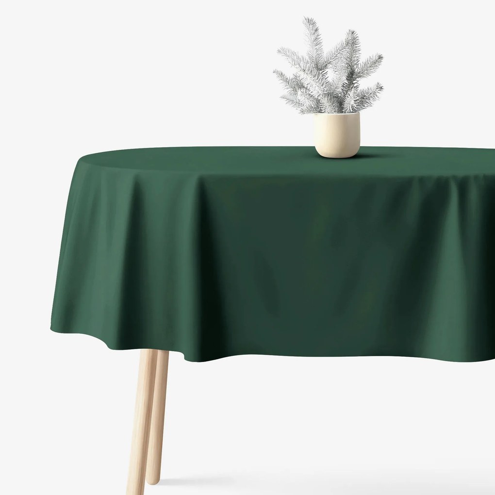 Goldea vianočný oválny obrus 100% bavlnené plátno - tmavo zelený 120 x 180 cm