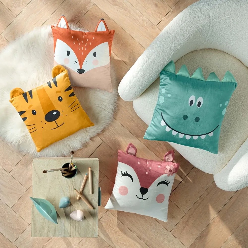 Zamatový detský vankúšik 40x40 cm Tigry – douceur d'intérieur