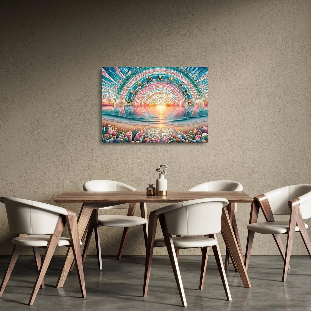 Sklenený obraz – Mozaika zapadajúceho slnka (70x50 cm)