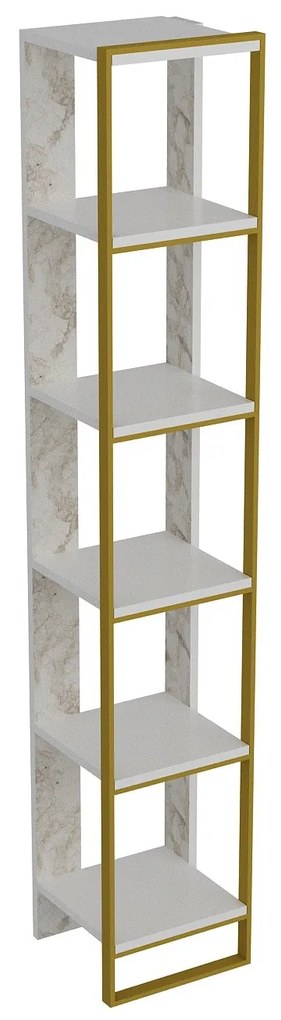 Regál Poppy 2 (Zlatá + Biela). Akcia -19%. Vlastná spoľahlivá doprava až k Vám domov. 1072133