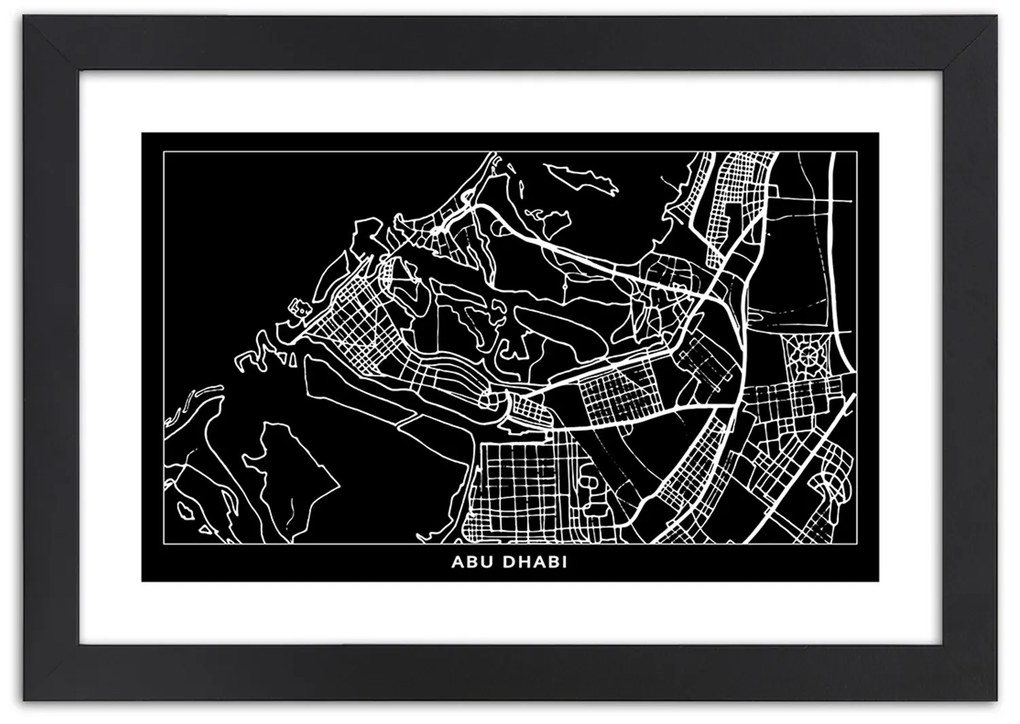 Gario Plagát City plan Abu Dhabi Farba rámu: Bez rámu, Rozmery: 100 x 70 cm