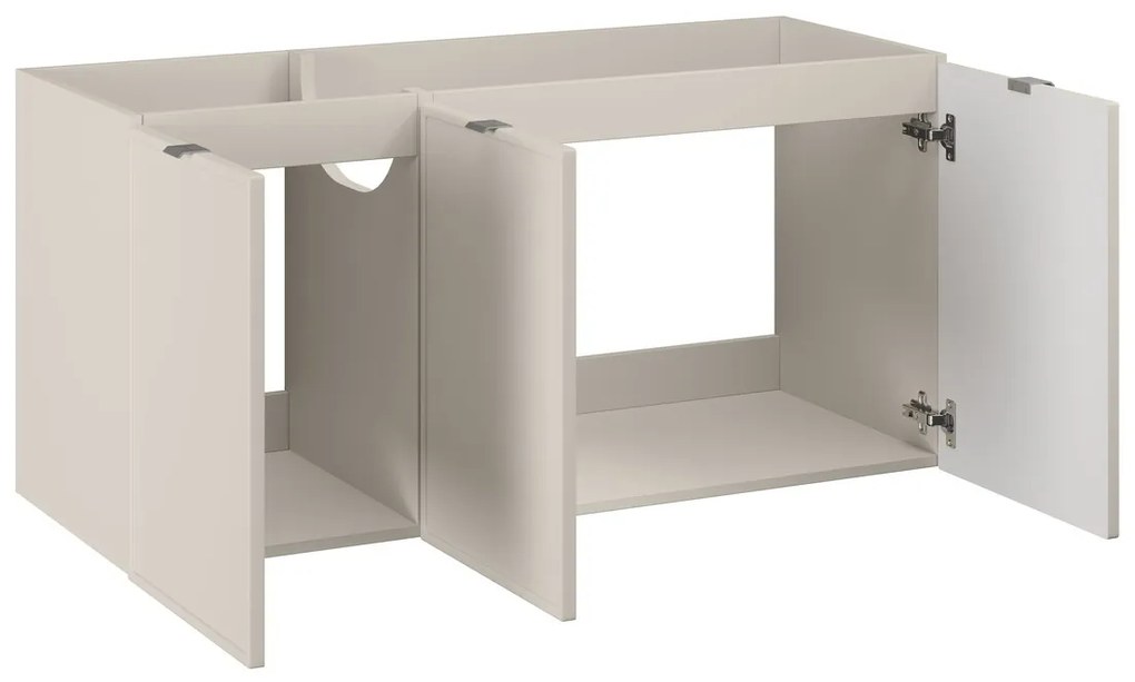 Závěsná skříňka Bella Cashmere s deskou 140 cm kašmírová/dub artisan