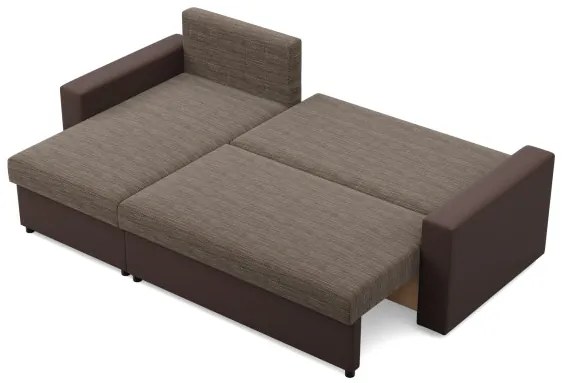 Rohová rozkladacia sedačka LUNA hnedá / cappuccino