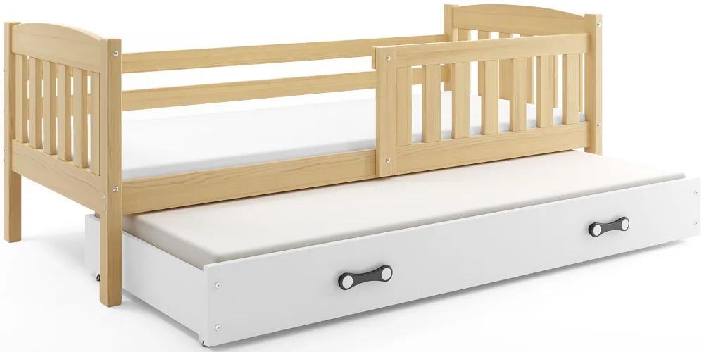 Detská posteľ KUBUŠ 2 s prístelkou | borovica Farba: Borovica / biela, Rozmer.: 200 x 90 cm
