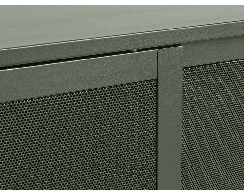 Tmavozelená kovová nízka komoda s posuvnými dverami 160x75 cm Veep – Unique Furniture