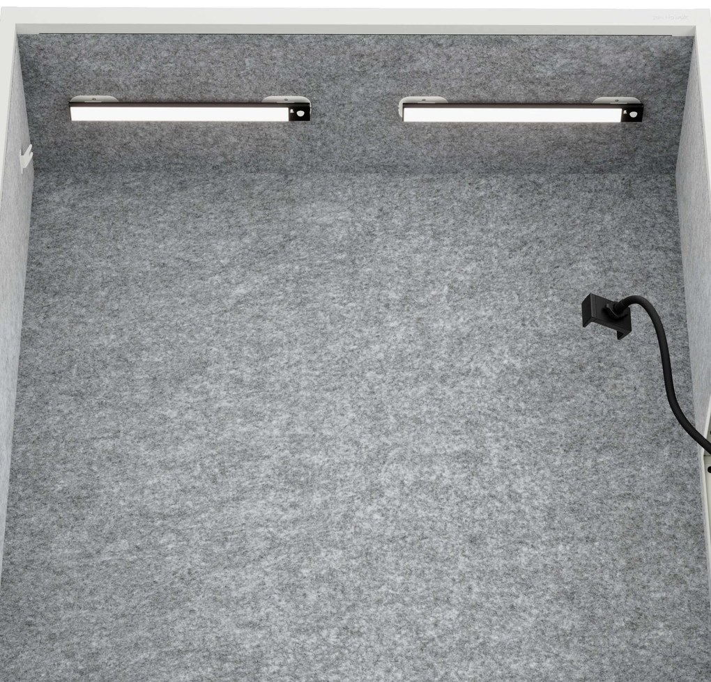 Akustická kabína SALLY MentalBox 1150 mm – biely korpus, sivé sedadlo