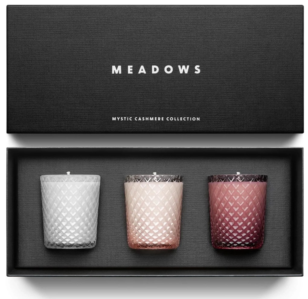 MEADOWS Darčeková kolekcia sviečok Meadows – Mystic Cashmere 3 x 80 g