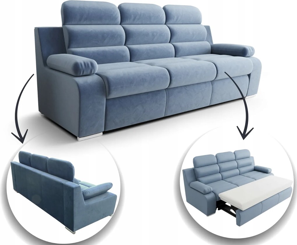 Pohodlná Rozkladacia Pohovka 238 S Opierkami Hlavy – Skladová Ponuka