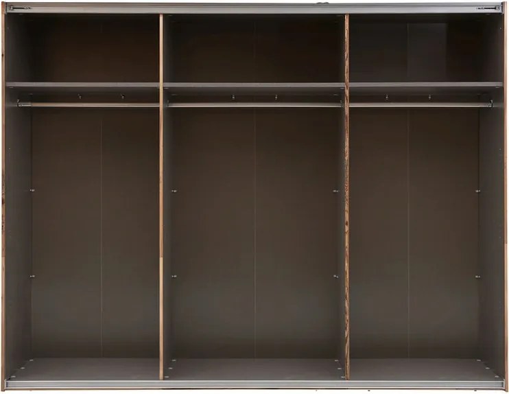 Šatník s posuvnými dverami Dover, 270 cm, zrubová doska / tmavý betón