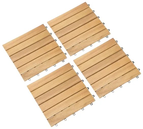 Drevené akáciové dlaždice s rozmermi 30x30cm sada 33 kusov