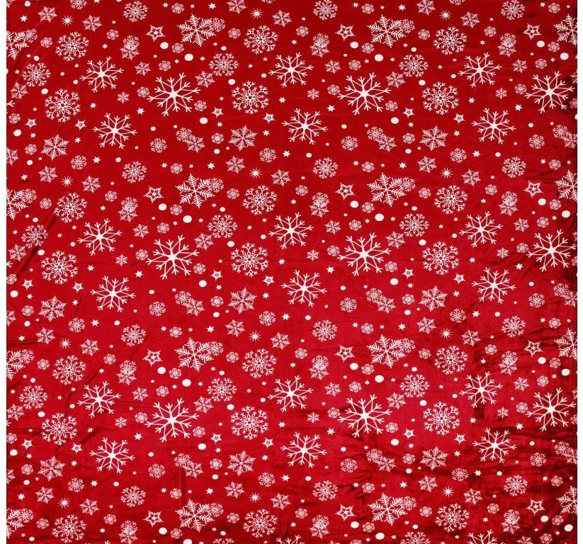 Červená vianočná mikroplyšová baránková deka SNOWFALL Rozmer: 150 x 200 cm