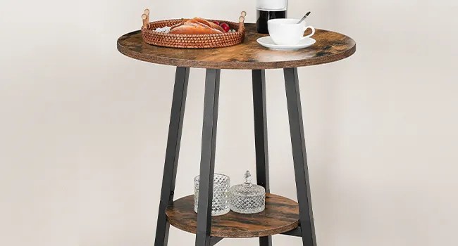 Kulatý barový stůl Vasagle Obri 55 cm hnědý/černý