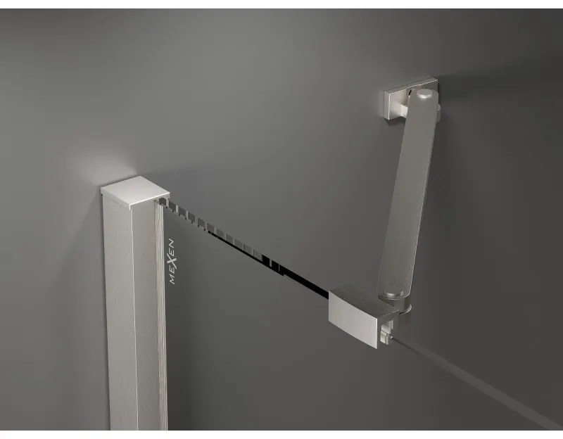Mexen Velar Duo, posuvné sprchové dvere do otvoru 150 cm, 8mm šedé sklo, brúsená oceľ, 871-150-000-42-97
