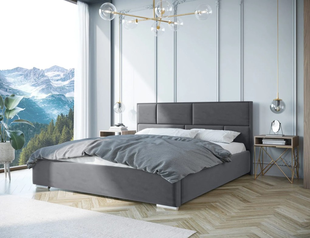 Luxusná čalúnená posteľ GLOS - Drevený rám,140x200