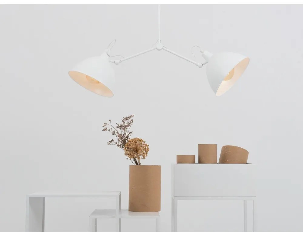 Biele závesné svietidlo s kovovým tienidlom 104x104 cm Coben - CustomForm