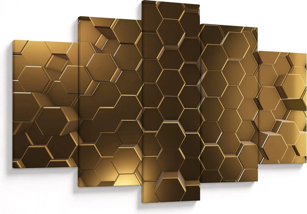 Obraz - Zlaté hexagóny (150x105 cm)