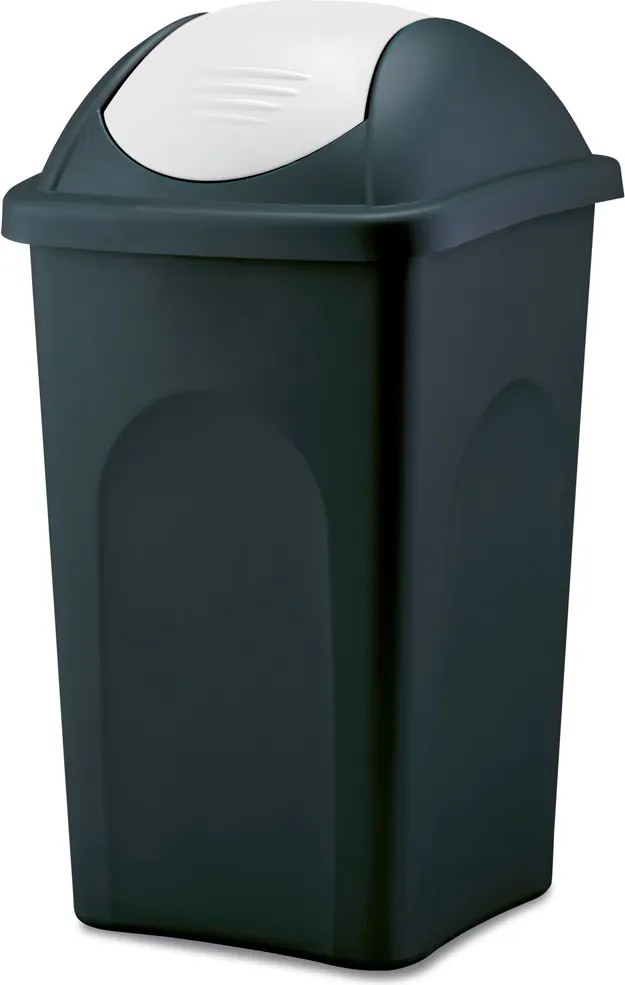 STEFANPLAST Odpadkový kôš Multipat 60 l, čierny, s bielym vekom