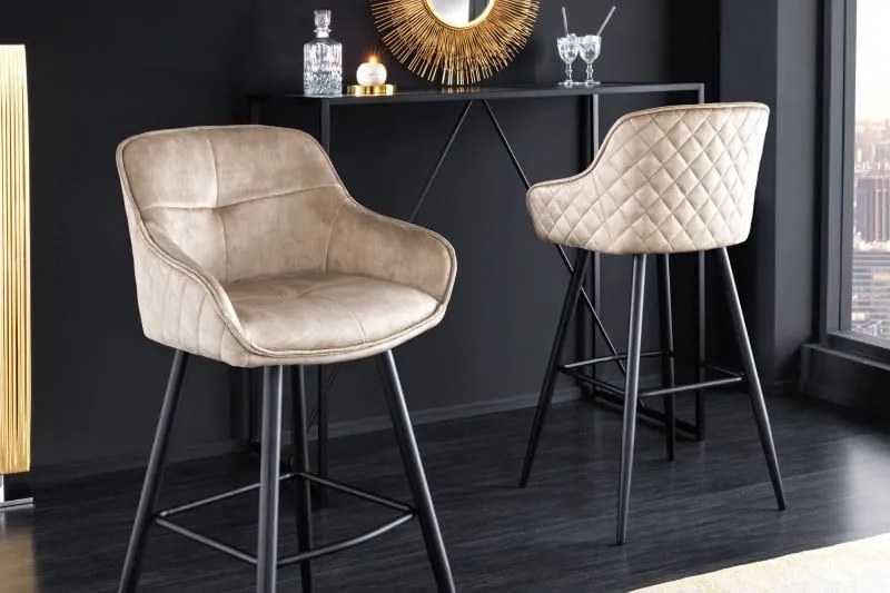 Barová stolička Euphoria 100cm champagne greige velvet