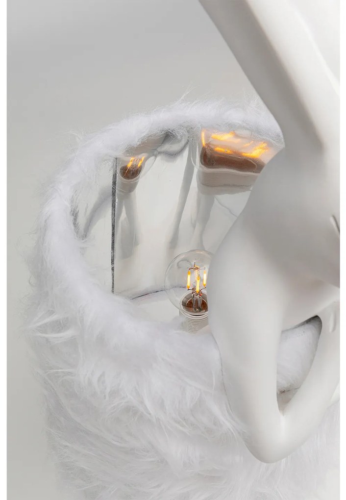 Animal Rabbit Fur stolová lampa bielo-strieborná