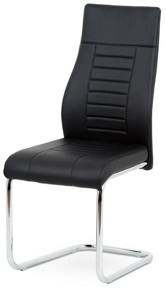 Jedálenská stolička CLARK — chróm, ekokoža, čierna