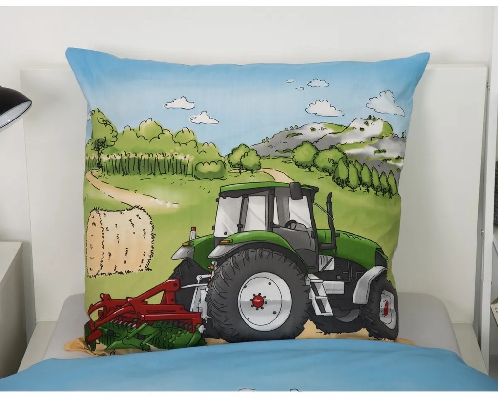 Detská flanelová posteľná bielizeň HerdingTraktor, 135 x 200 cm, 80 x 80 cm