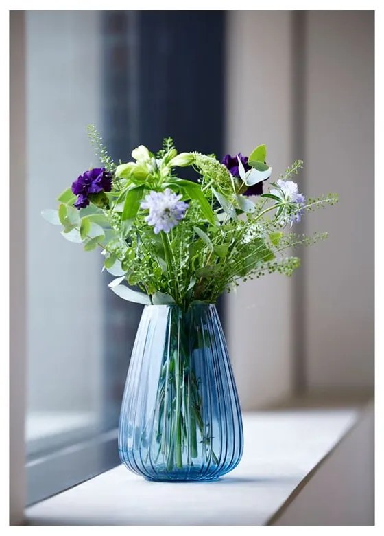 Modrá sklenená váza Bitz Kusintha, výška 22 cm