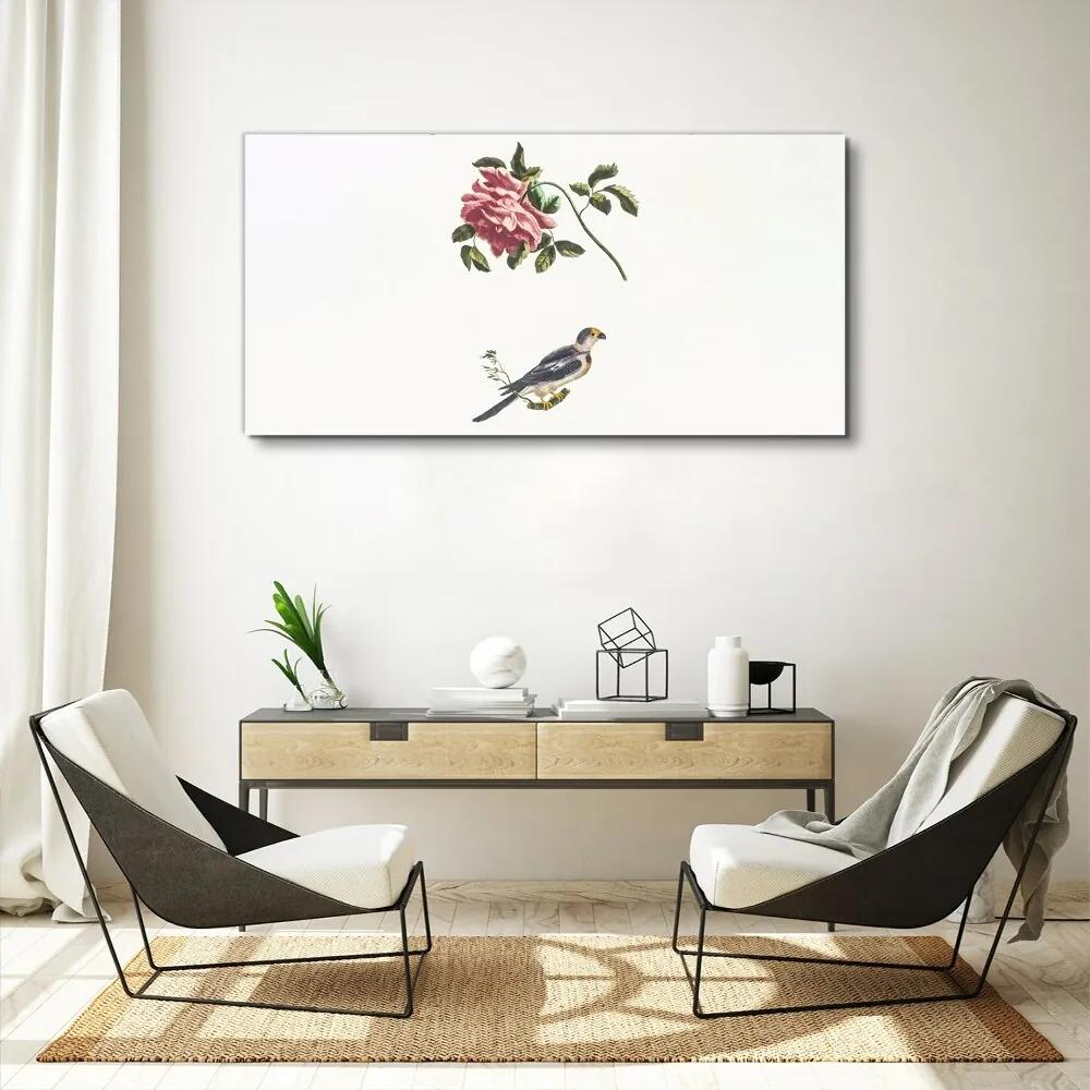 Obraz na plátne Zvieracie vták vetva kvetina