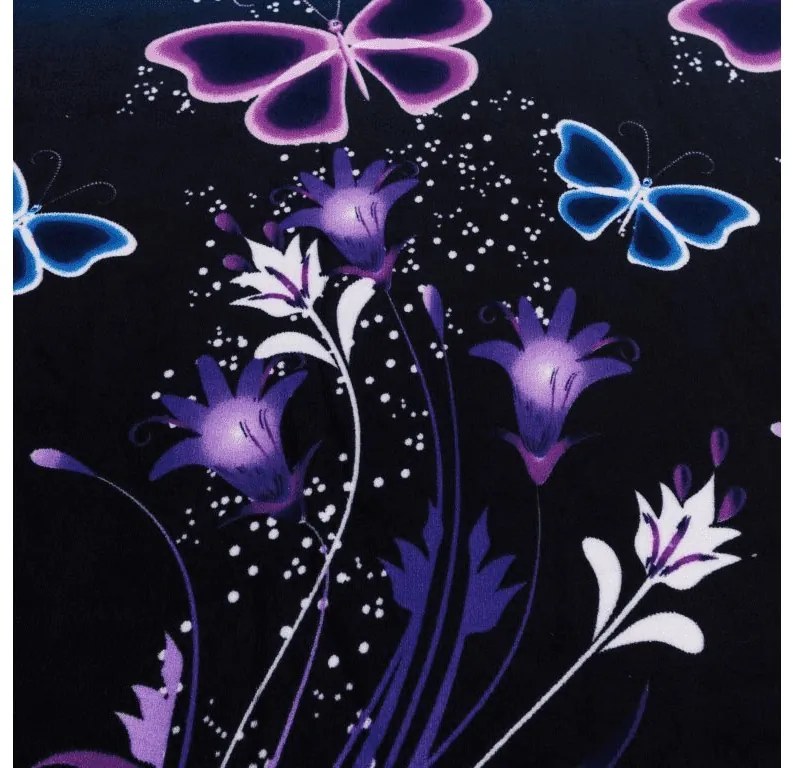 Plachta mikroplyš VIOLET BUTTERFLY 90x200 cm tmavomodré