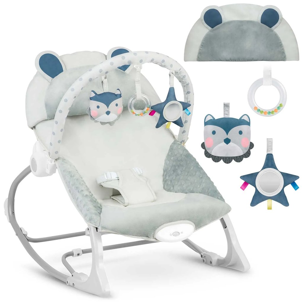 Hojdacie kreslo s vibráciami Ricokids - sivé