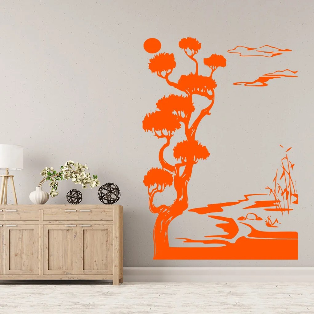 Veselá Stena Samolepka Japonská krajina Farba: černá, Veľkosť: 60 x 41 cm