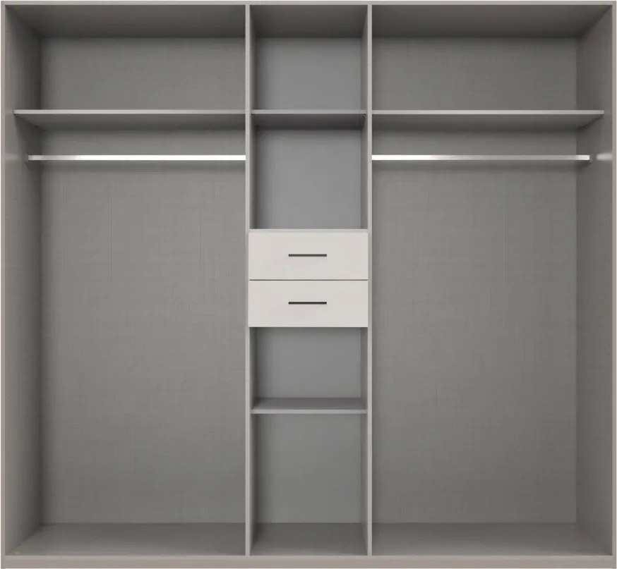 Šatníková skriňa so zrkadlami Düsseldorf, 225 cm, biela