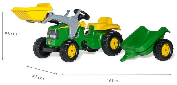 Šlapací traktor John Deere s prívesom a lyžicou Rolly Toys 023110