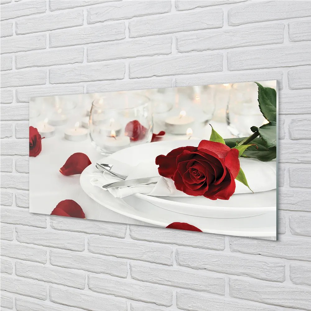 Obraz plexi Večera sviečky ruže 140x70 cm