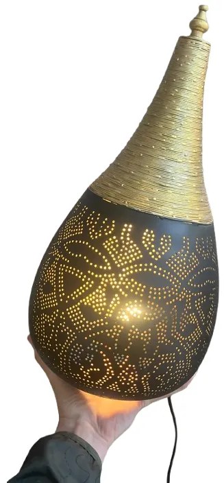 Filigree lampa stolná orientálna Black & Gold WIRE DROP Ø20*45