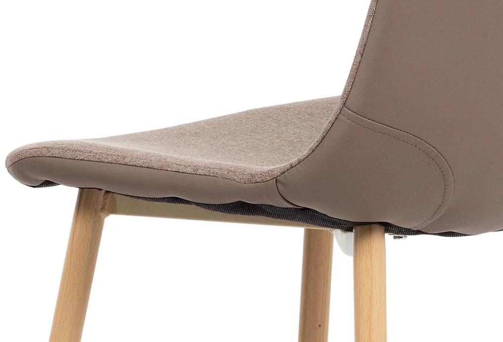 Autronic -  Jedálenská stolička CT-391 CAP2, cappuccino látka-ekokoža, kov buk