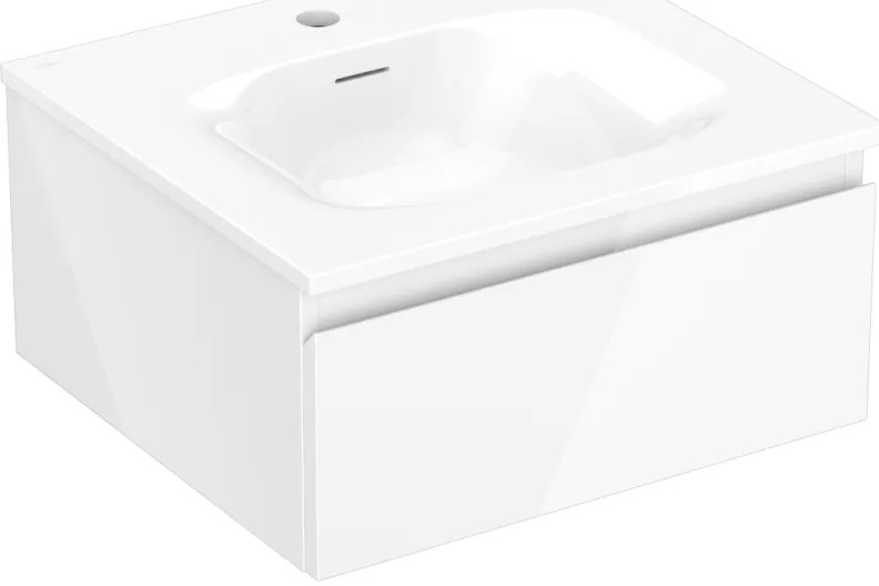 Mexen Orio, kúpeľňová skrinka 50 cm s umývadlom Vela, 1 zásuvka, biela lesklá, 91A10-05023-1-BF00-W23M00