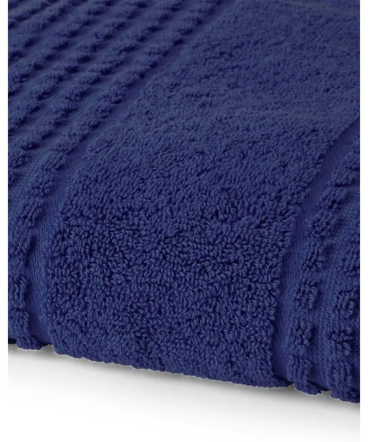 Tmavomodrý froté uterák z Bio bavlny 50x100 cm Check – JUNA