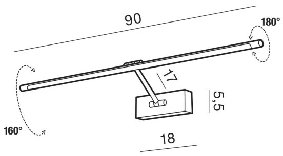 LED nástenné svietidlo Davinci 90 čierne matné
