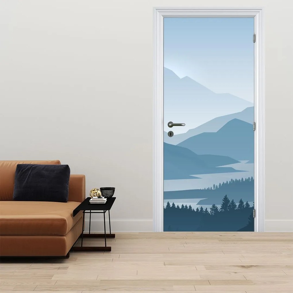 Fototapeta na dvere - Hory pohľadom grafika (95x205cm)